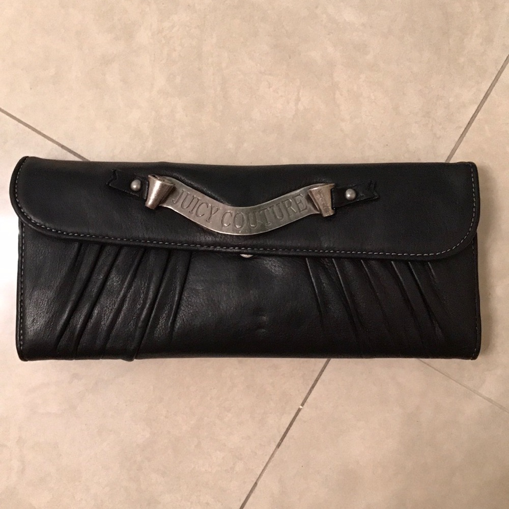 Juicy Couture black leather wallet clutch bag